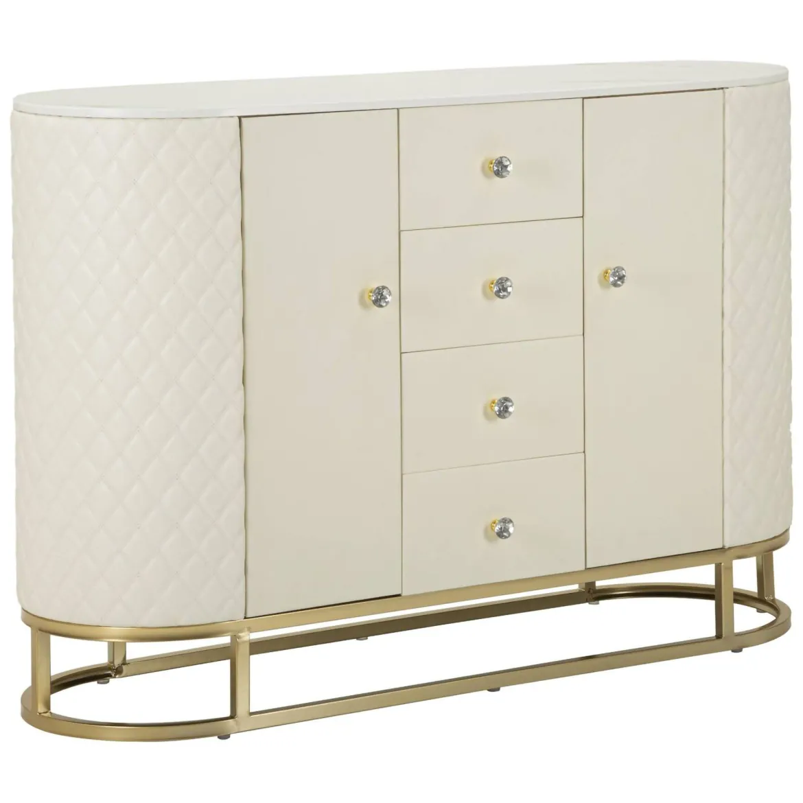 Credenza bianca e oro 120x40x85h cm 2 ante e 4 cassetti - Grotte