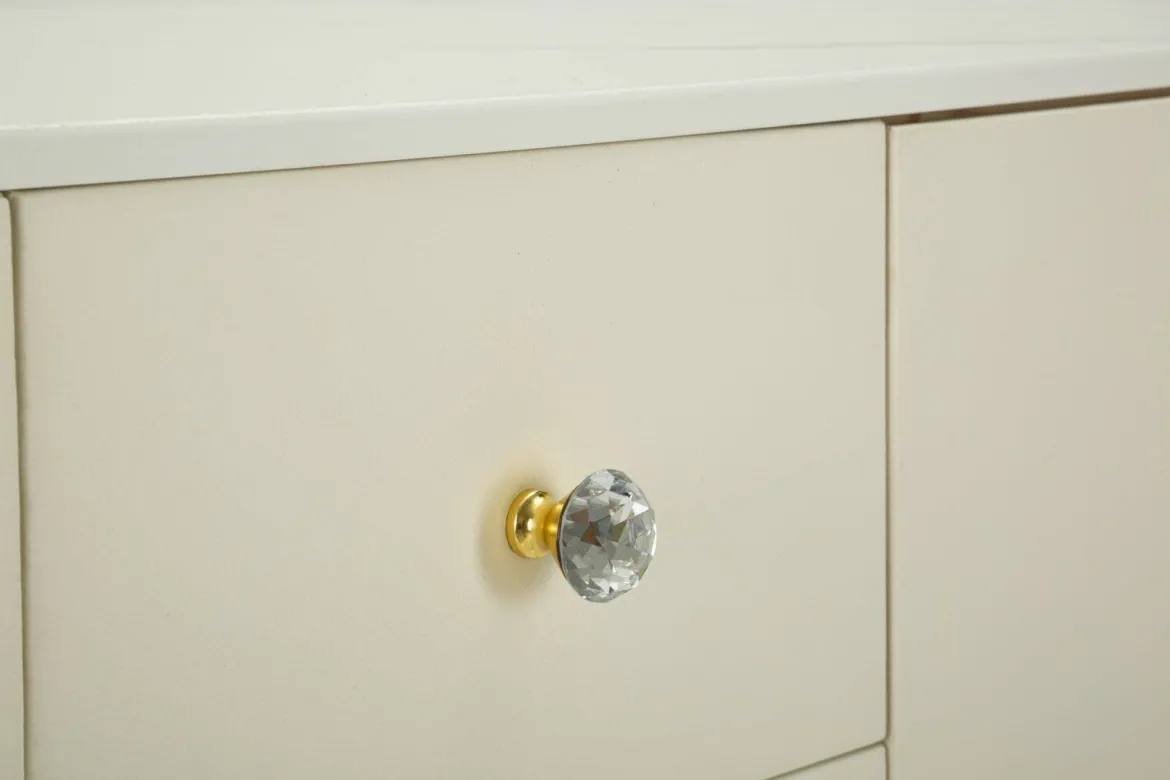 Credenza bianca e oro 120x40x85h cm 2 ante e 4 cassetti - Grotte