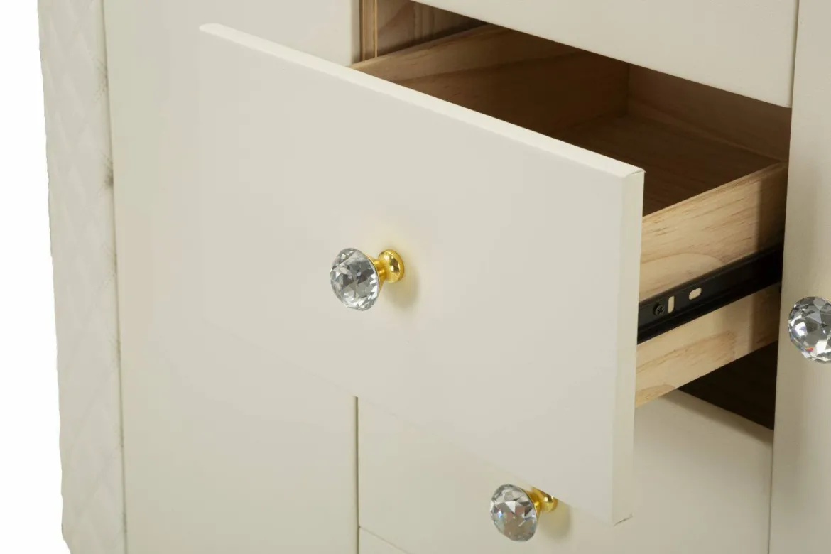 Credenza bianca e oro 120x40x85h cm 2 ante e 4 cassetti - Grotte