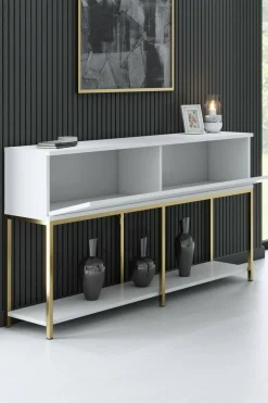 Credenza bianca e oro 150x30x80h cm 2 ante - Basilia
