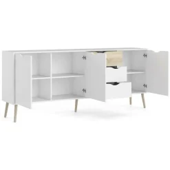 Credenza bianca e quercia 195x39x81h cm 3 ante e 3 cassetti - Anima