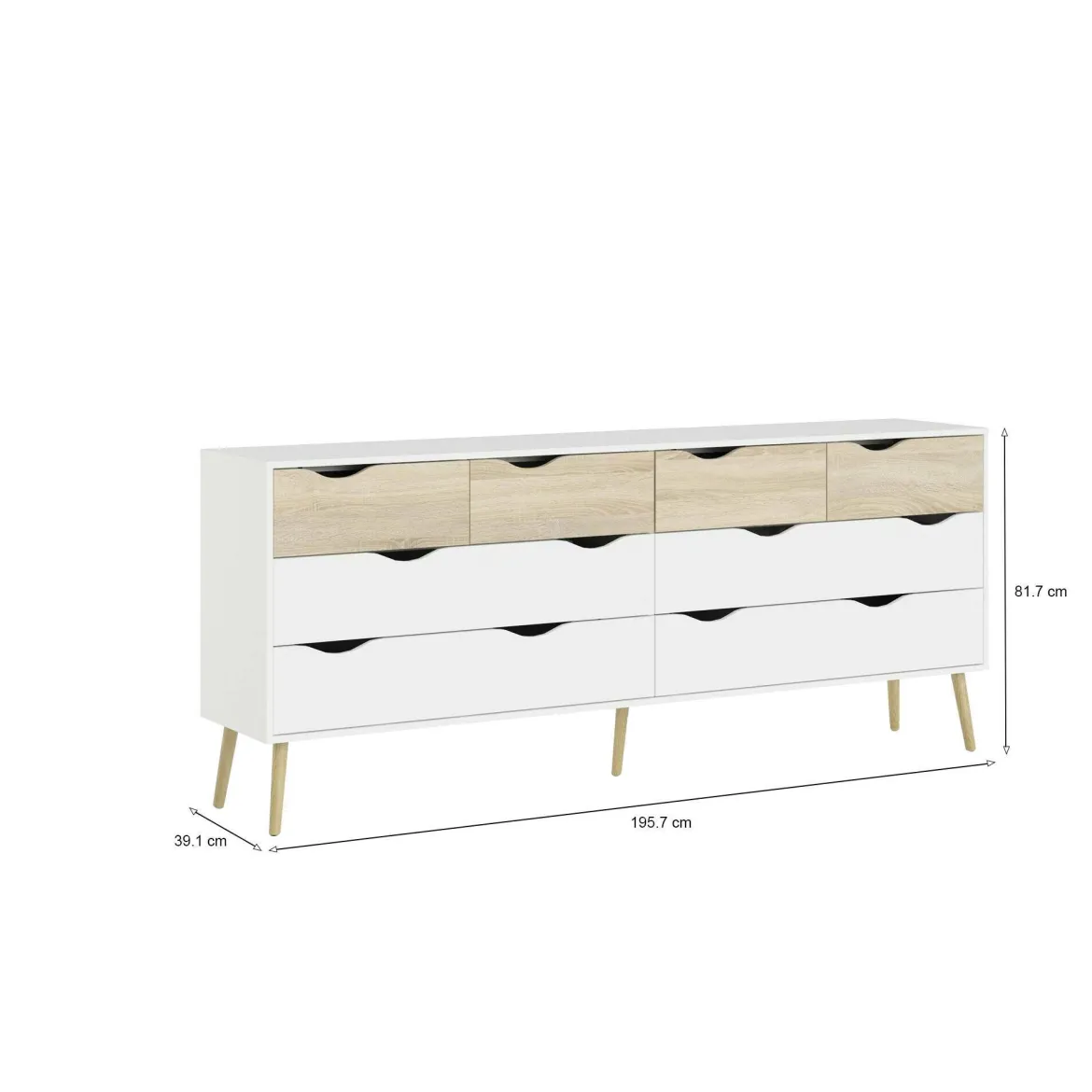 Credenza bianca e quercia 88x36x118h cm 2 ante e 1 cassetto - Alfra