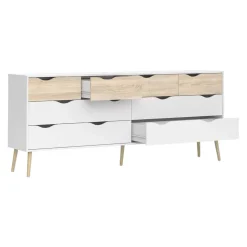 Credenza bianca e quercia 88x36x118h cm 2 ante e 1 cassetto - Alfra