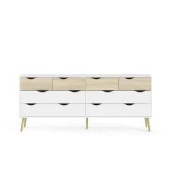 Credenza bianca e quercia 88x36x118h cm 2 ante e 1 cassetto - Alfra