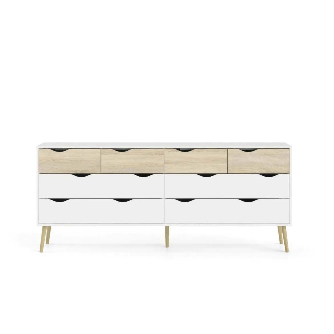 Credenza bianca e quercia 88x36x118h cm 2 ante e 1 cassetto - Alfra