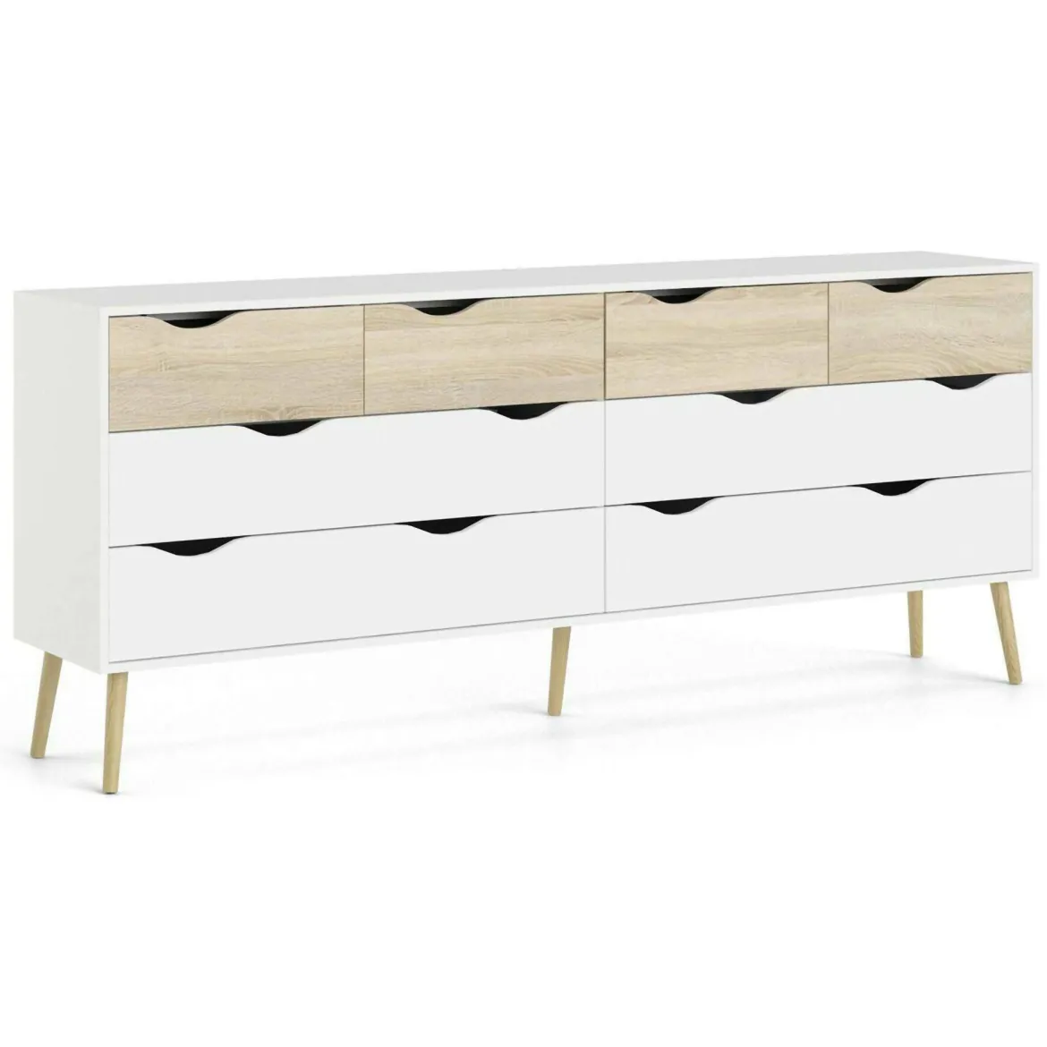 Credenza bianca e quercia 88x36x118h cm 2 ante e 1 cassetto - Alfra