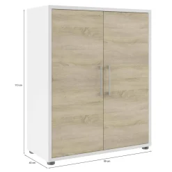 Credenza bianca e quercia 89x40x113h cm 2 ante e 2 cassetti - Agra