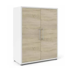 Credenza bianca e quercia 89x40x113h cm 2 ante e 2 cassetti - Agra