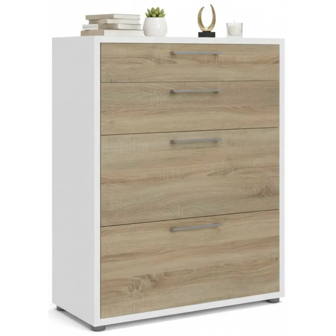 Credenza bianca e quercia 98x39x81h cm 2 ante e 1 cassetto - Audit