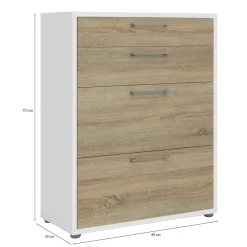 Credenza bianca e quercia 98x39x81h cm 2 ante e 1 cassetto - Audit