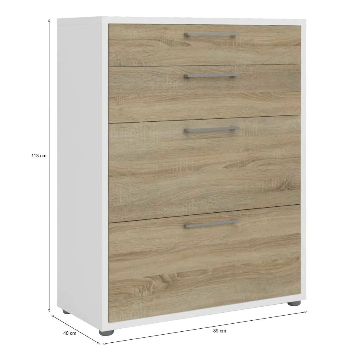 Credenza bianca e quercia 98x39x81h cm 2 ante e 1 cassetto - Audit
