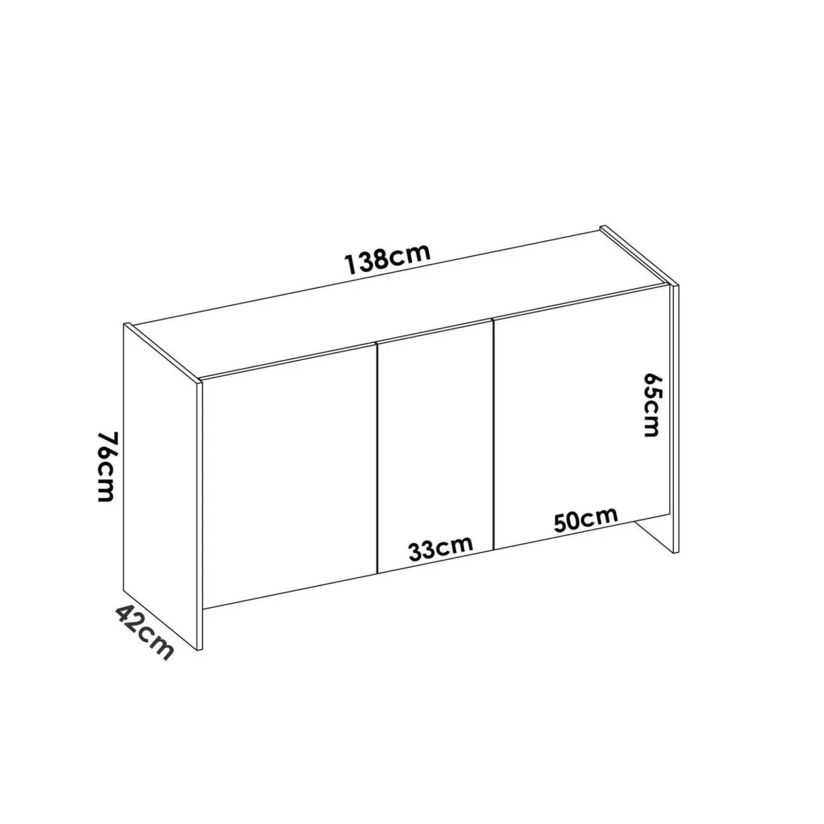 Credenza bianca e rovere 150x41x76h cm 3 ante - Crisantemo