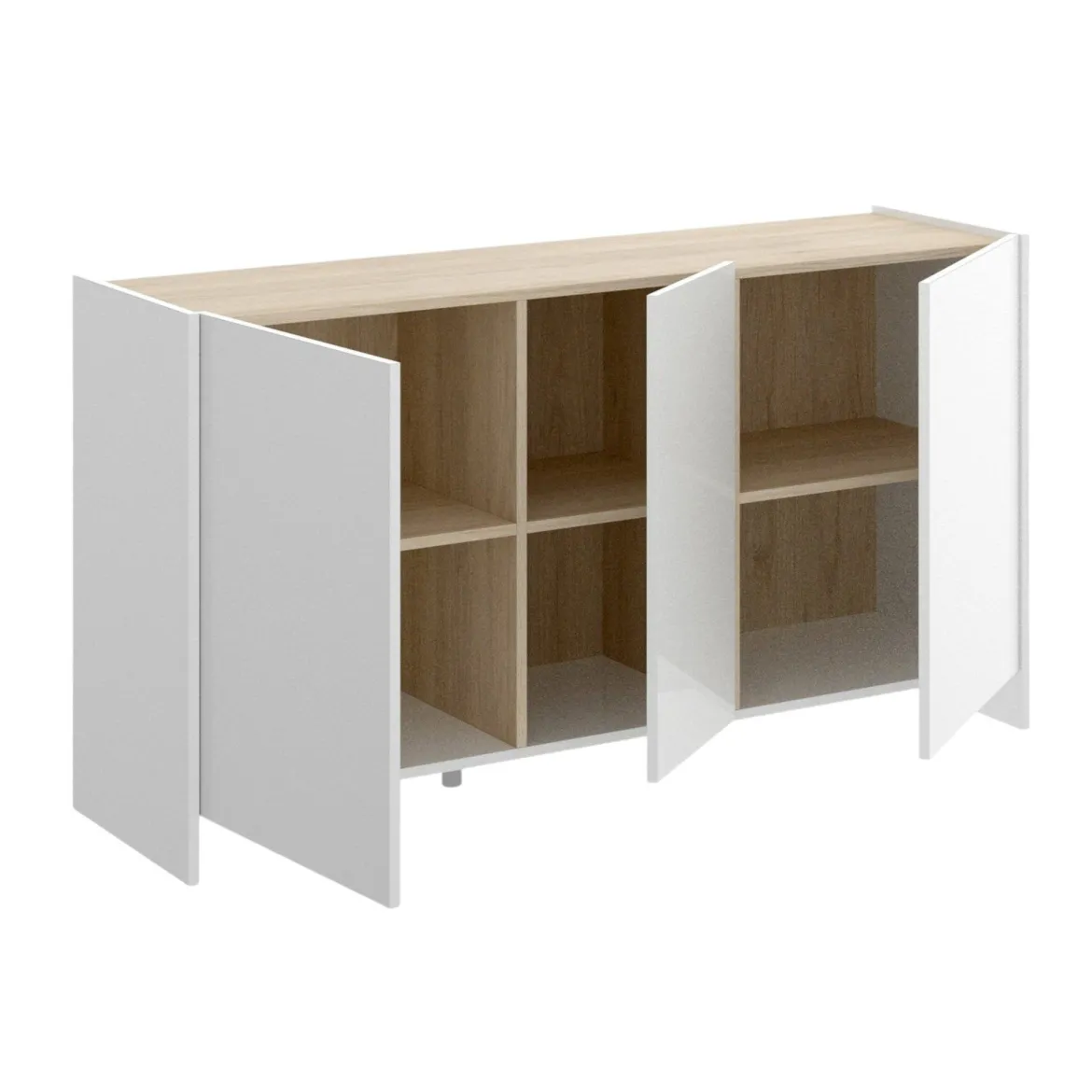 Credenza bianca e rovere 150x41x76h cm 3 ante - Crisantemo