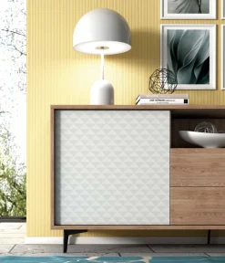 Credenza bianca e rovere 184x45x77h cm 3 ante - Aminda