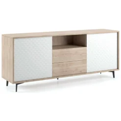 Credenza bianca e rovere 184x45x77h cm 3 ante - Aminda