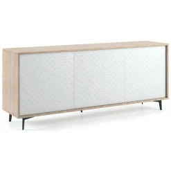 Credenza bianca e rovere 184x45x77h cm 3 ante - Aminda