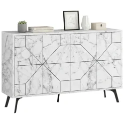 Credenza bianca marmo 123x35x62h cm 4 ante - Brunale