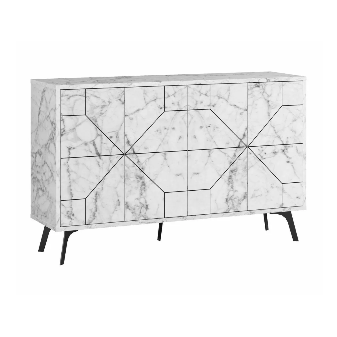 Credenza bianca marmo 123x35x62h cm 4 ante - Brunale