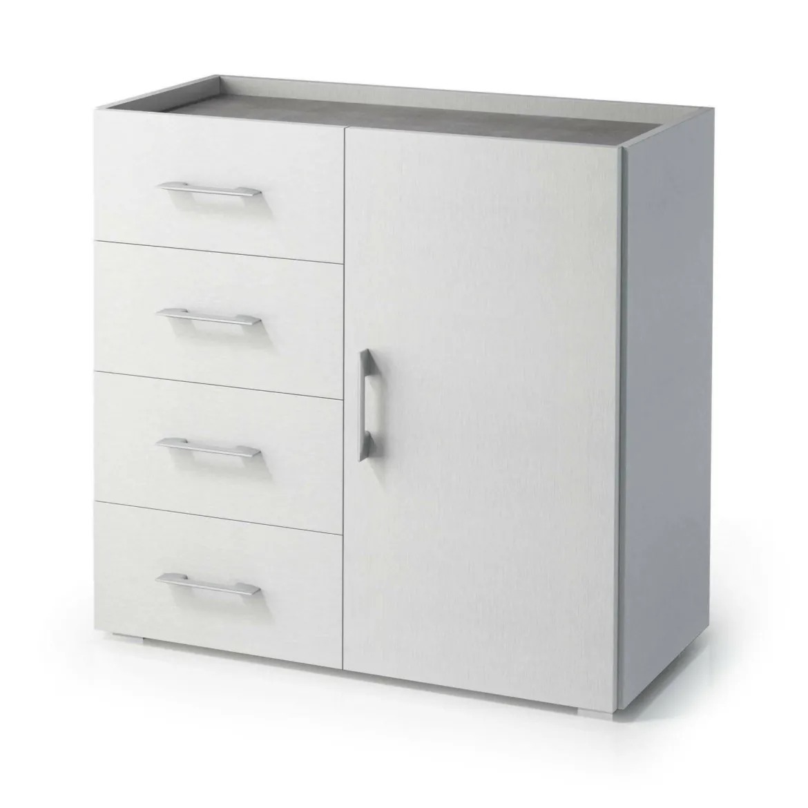 Credenza bianca 90x41x87h cm 1 anta e 4 cassetti - Aracnida