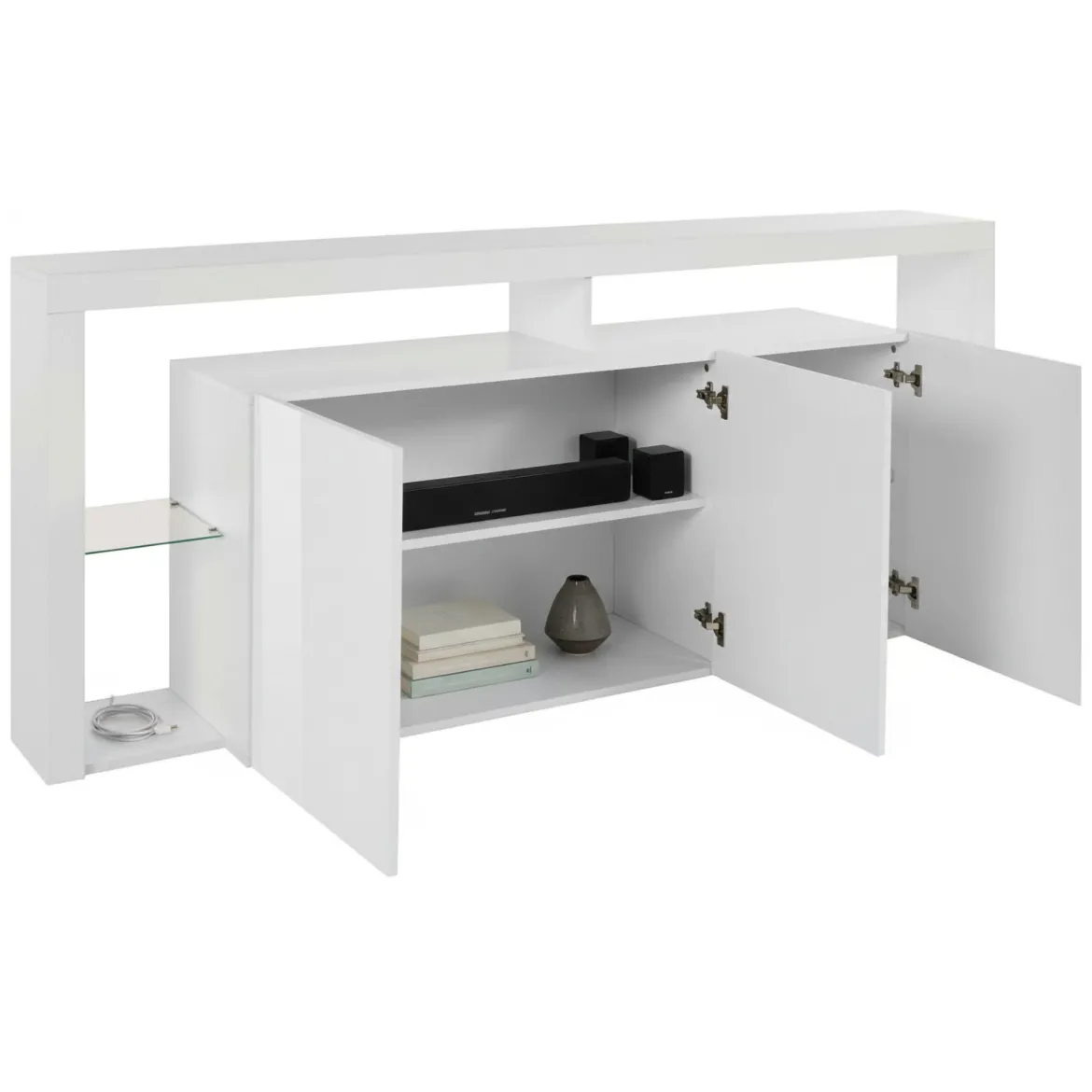 Credenza bianca 200x40x80h cm 3 ante - Andaleiv