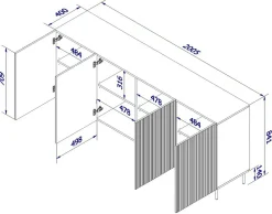 Credenza bianca 200x42x82h cm 4 ante - Corana