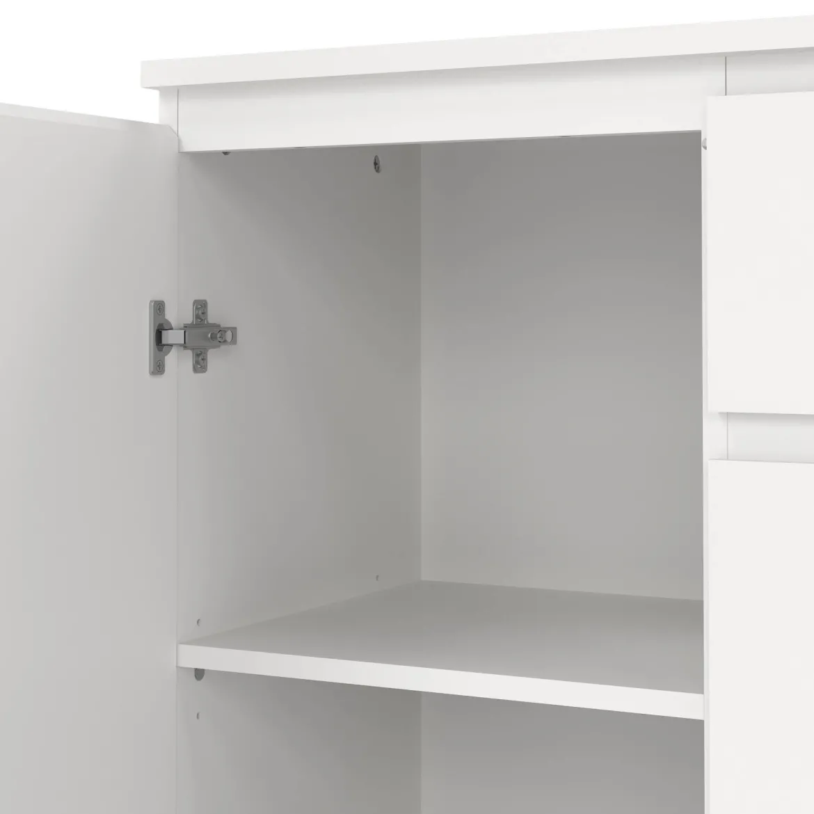 Credenza bianca 119x40x83h cm 2 ante e 3 cassetti - Zumpano