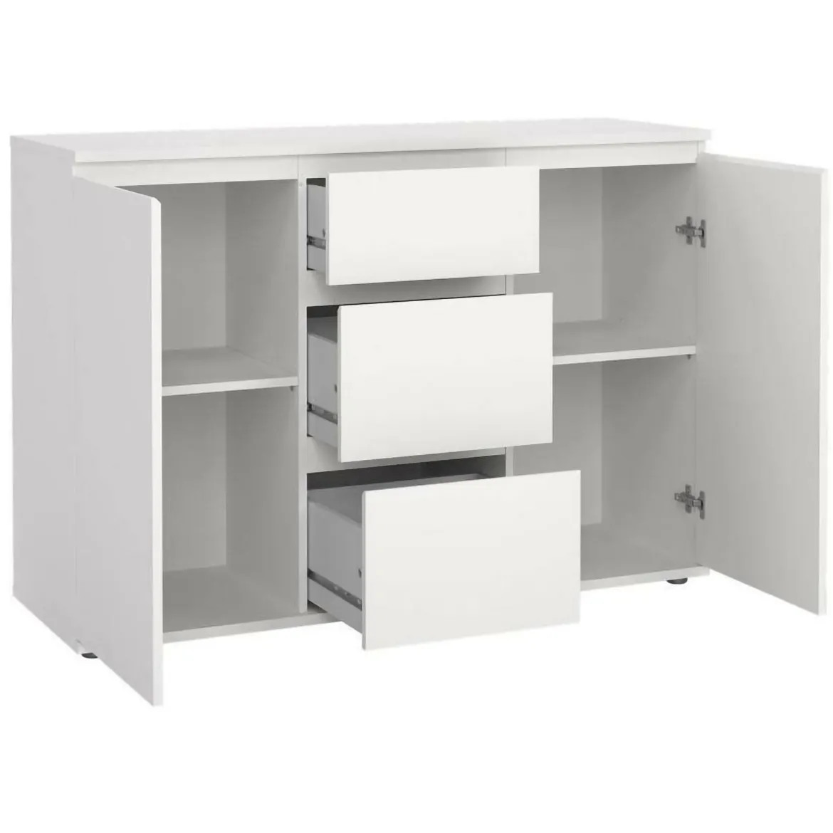 Credenza bianca 119x40x83h cm 2 ante e 3 cassetti - Zumpano