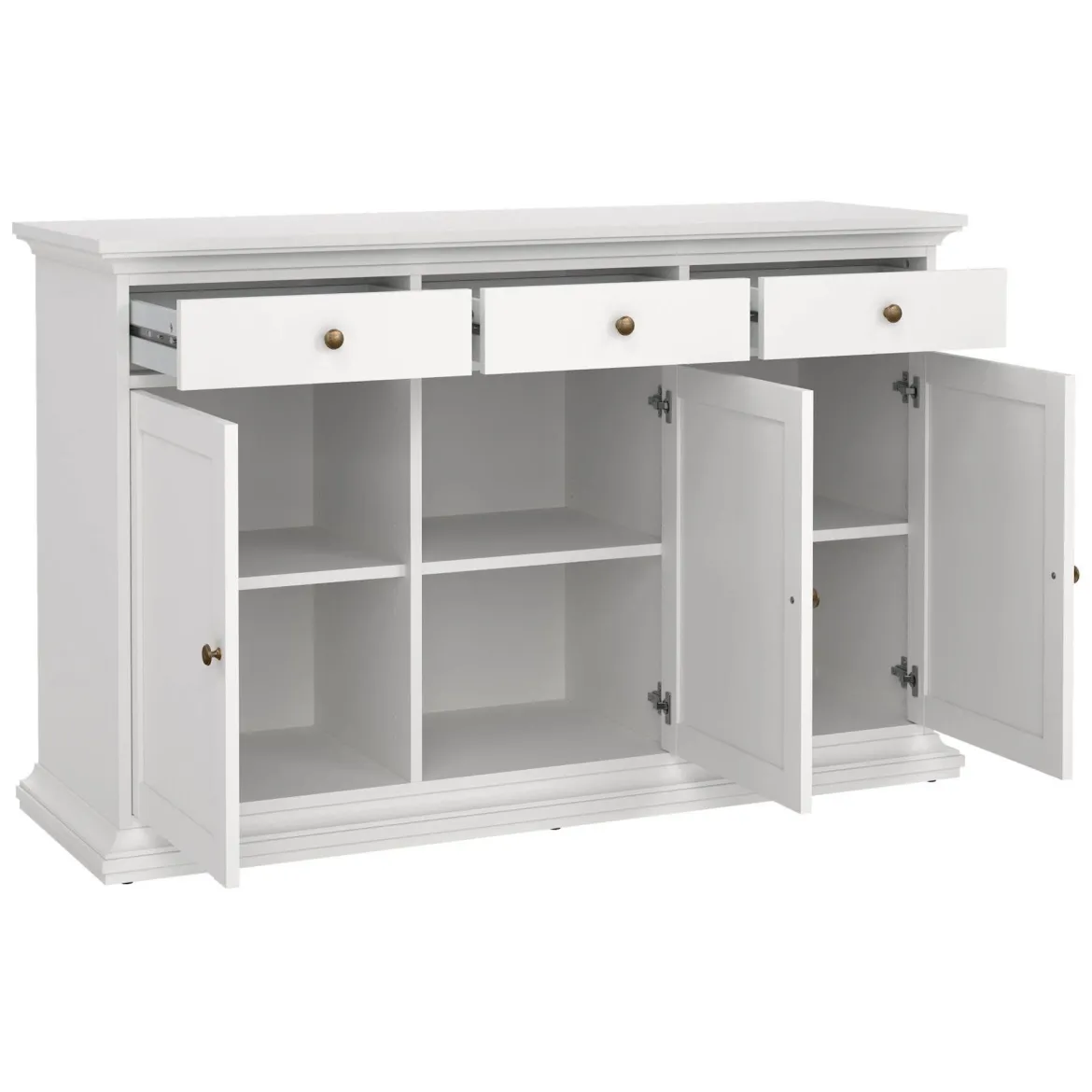 Credenza bianca 143x46x91h cm 3 ante e 3 cassetti - Asola