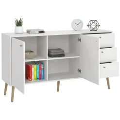 Credenza bianca 147x39x81h cm 2 ante e 3 cassetti - Erina