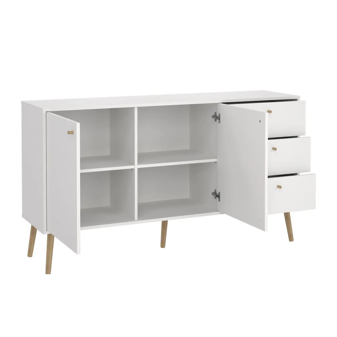 Credenza bianca 147x39x81h cm 2 ante e 3 cassetti - Erina
