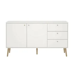 Credenza bianca 147x39x81h cm 2 ante e 3 cassetti - Erina