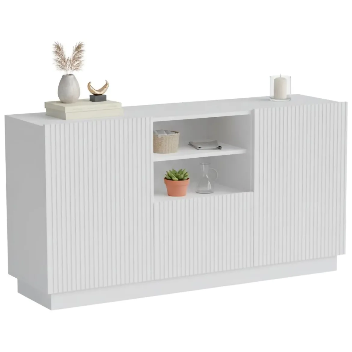 Credenza bianca 150x42x82h cm 2 ante e 1 cassetto - Malo