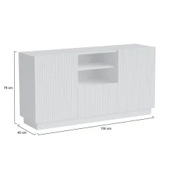 Credenza bianca 150x42x82h cm 2 ante e 1 cassetto - Malo