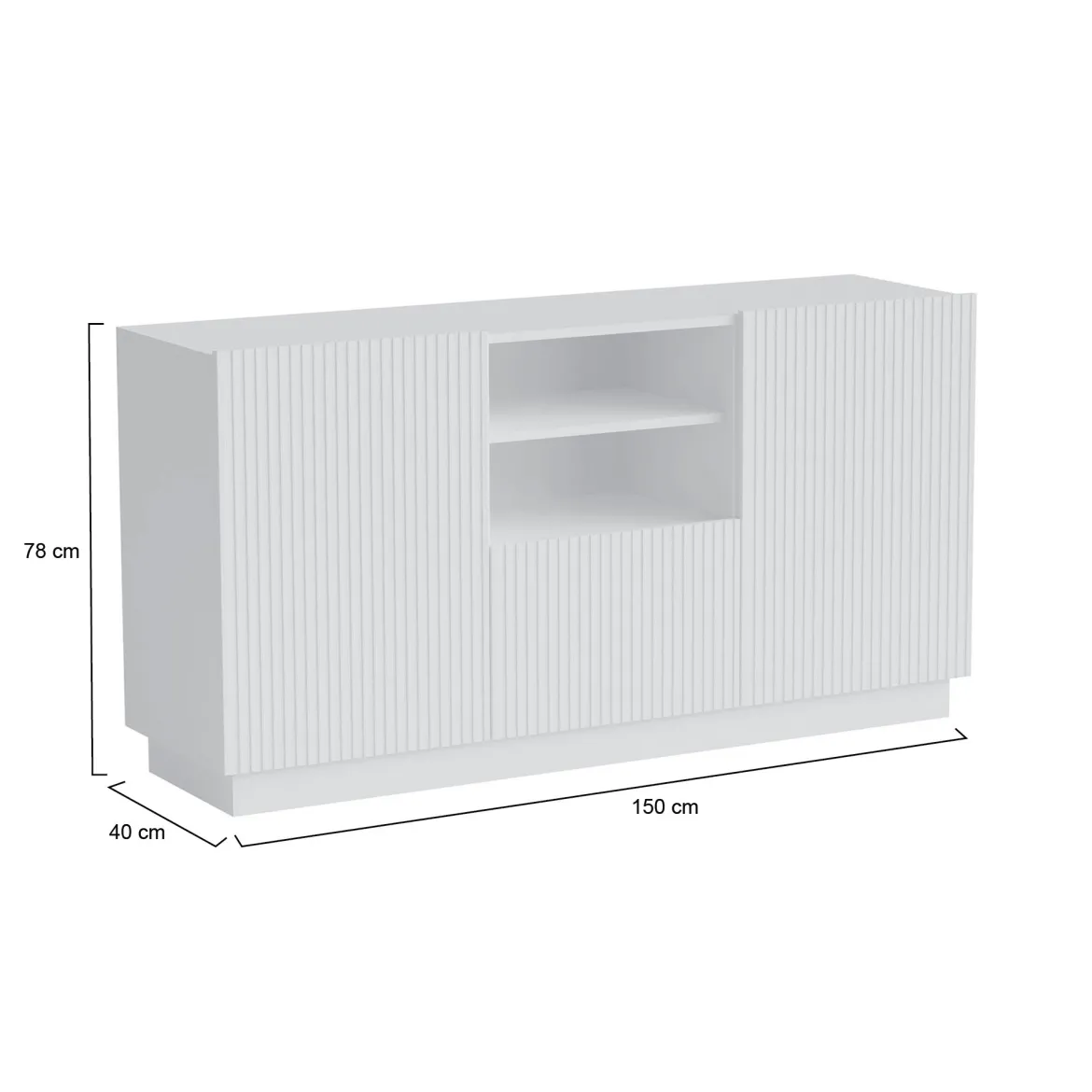 Credenza bianca 150x42x82h cm 2 ante e 1 cassetto - Malo