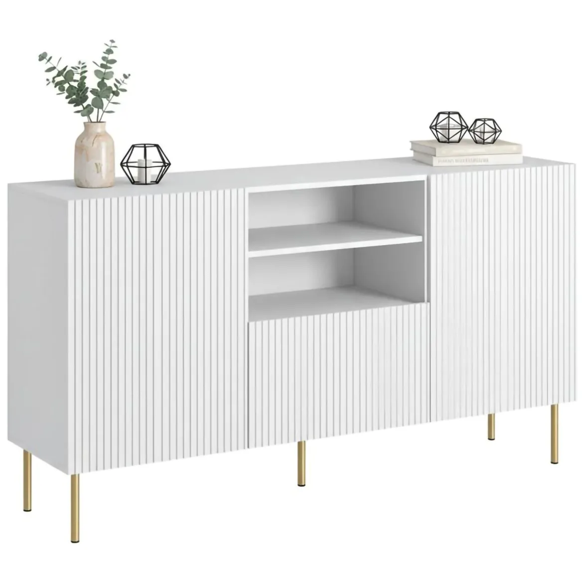 Credenza bianca 151x38x79h cm 2 ante e 3 cassetti - Whitney
