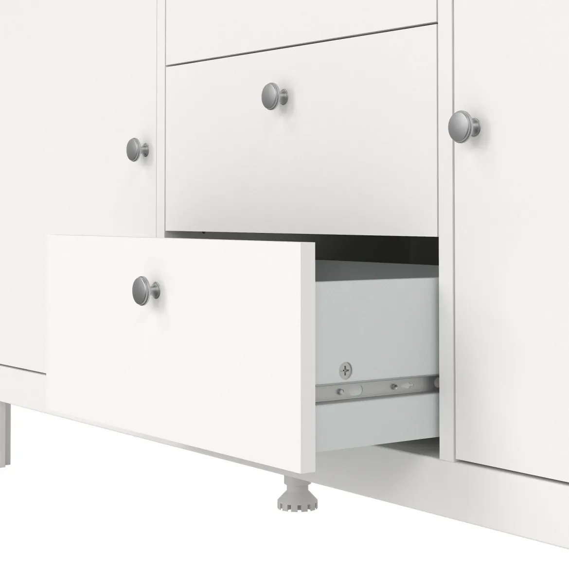 Credenza bianca 151x38x79h cm 2 ante e 3 cassetti - Whitney
