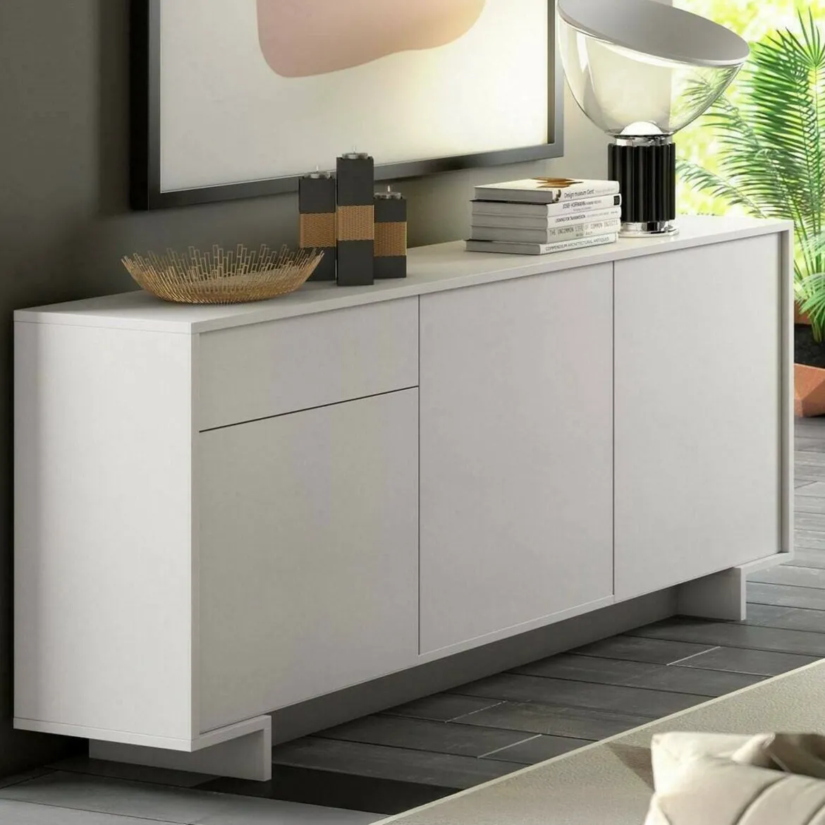 Credenza bianca 178x40x113h cm 2 ante e 2 cassetti - Albinea