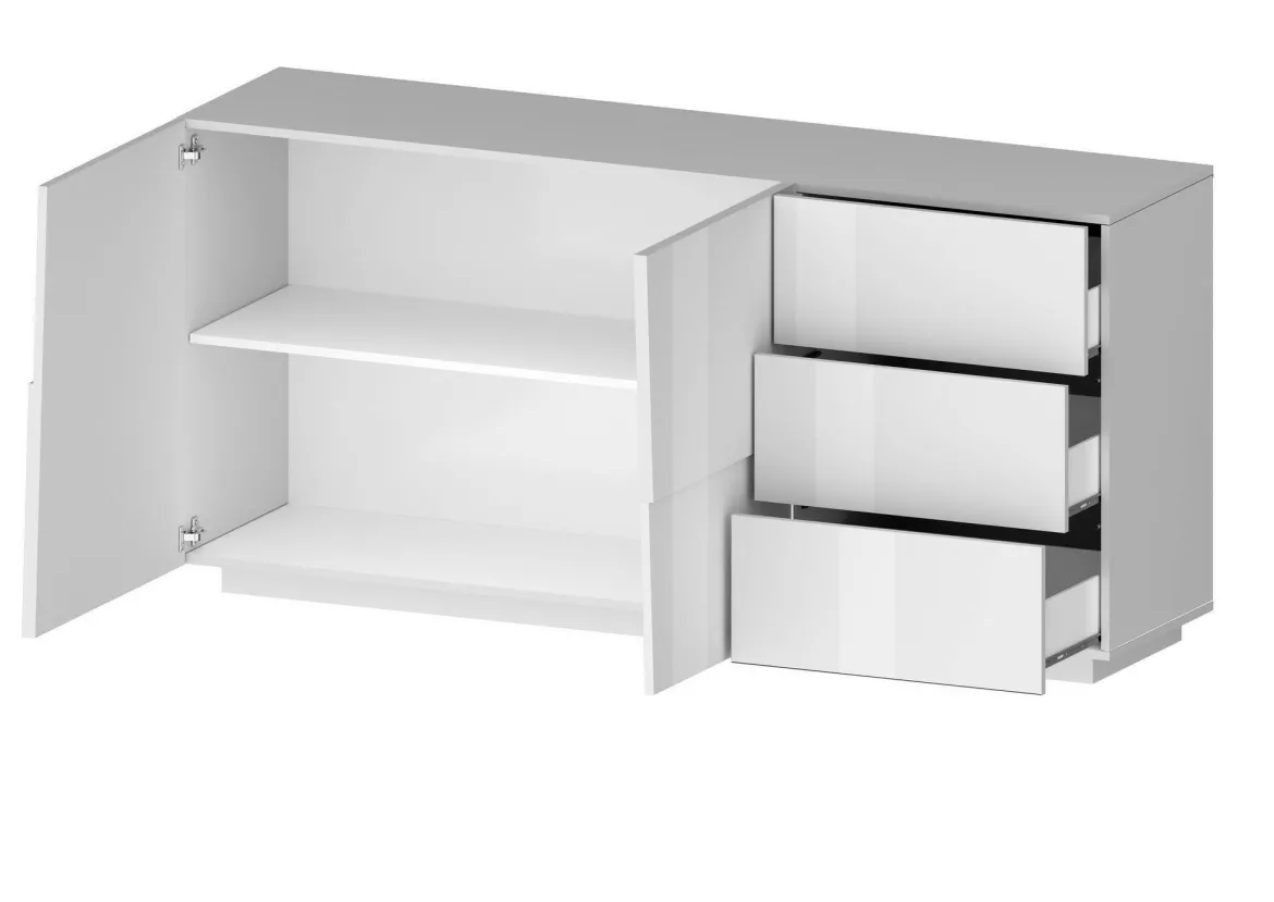 Credenza bianca 180x44x86h cm 2 ante e 3 cassetti - Avelignese
