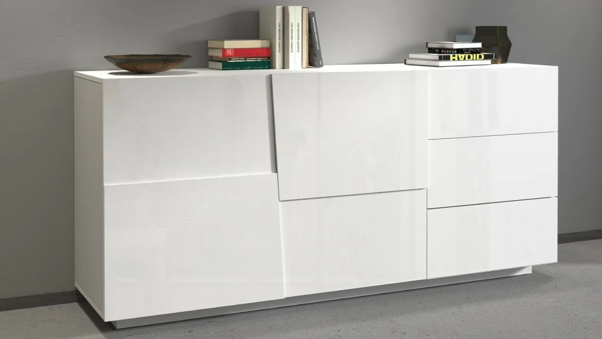 Credenza bianca 180x44x86h cm 2 ante e 3 cassetti - Avelignese
