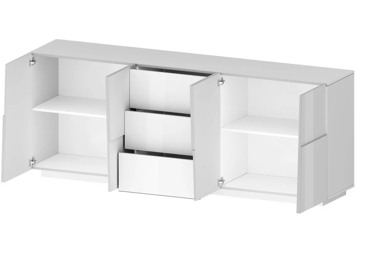 Credenza bianca 220x44x86h cm 4 ante e 3 cassetti - Astel