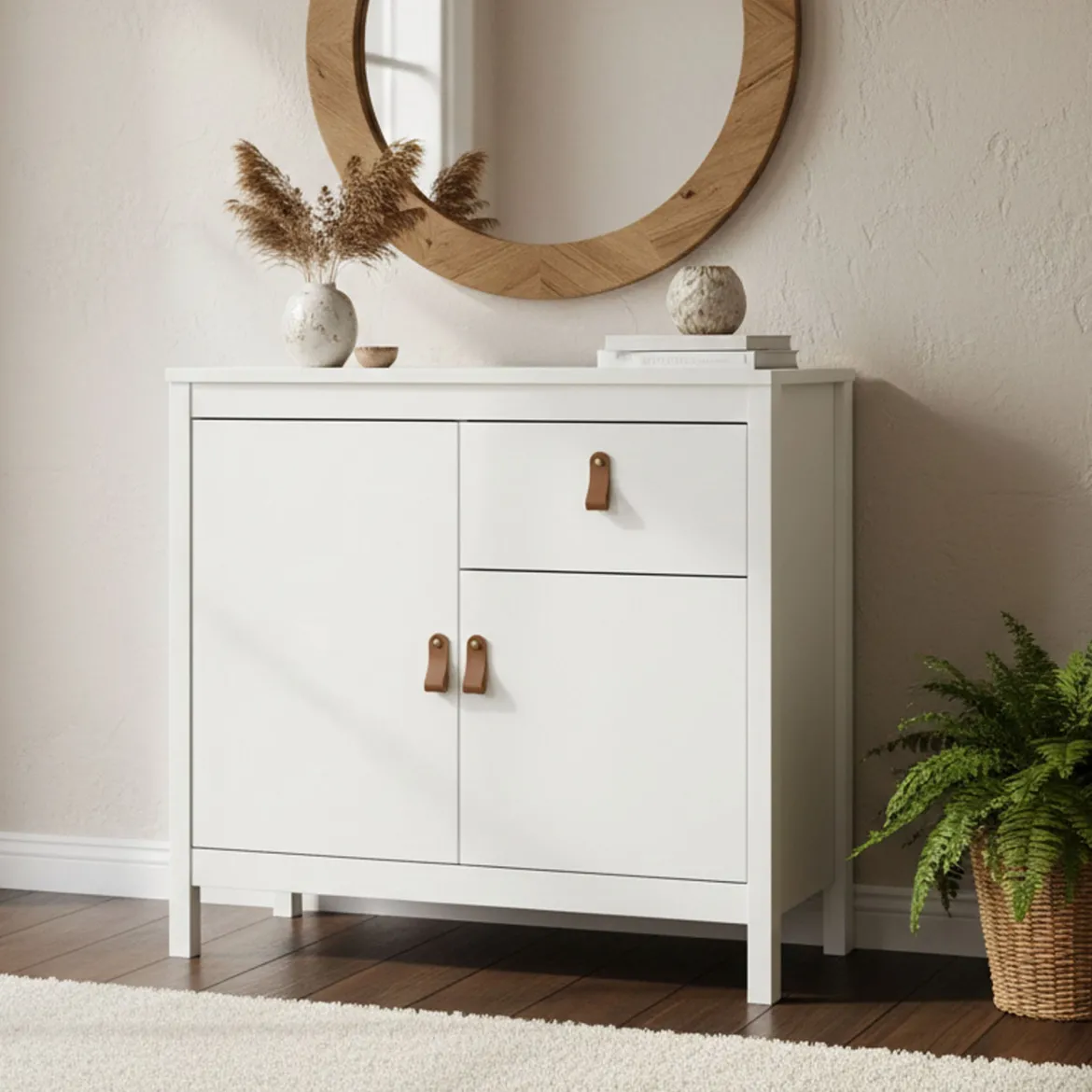 Credenza bianca 82x38x79h cm 2 ante e 1 cassetto - Romagna