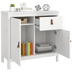 Credenza bianca 82x38x79h cm 2 ante e 1 cassetto - Romagna