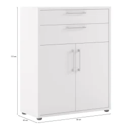Credenza bianca 89x40x113h cm 2 ante e 2 cassetti - Agra