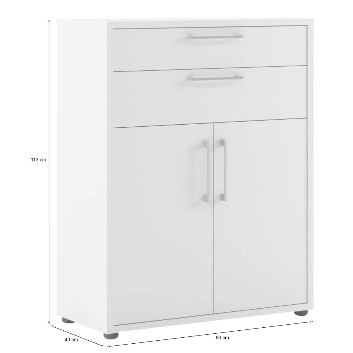 Credenza bianca 89x40x113h cm 2 ante e 2 cassetti - Agra