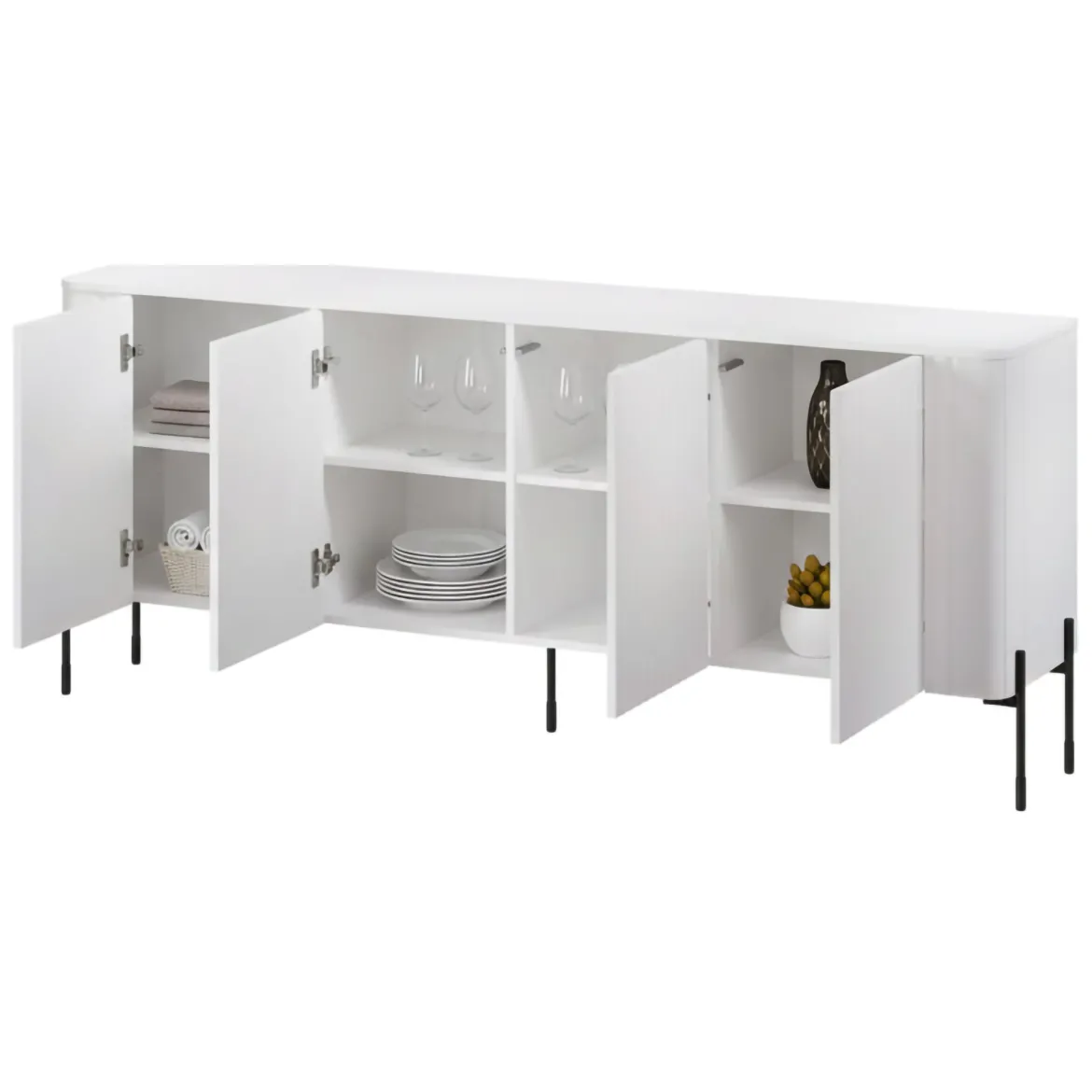 Credenza bianca 190x39x80h cm 4 ante - Laion