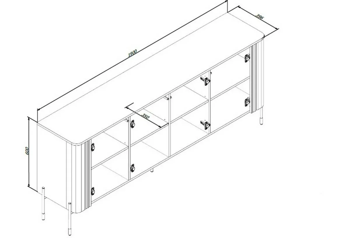 Credenza bianca 190x39x80h cm 4 ante - Laion