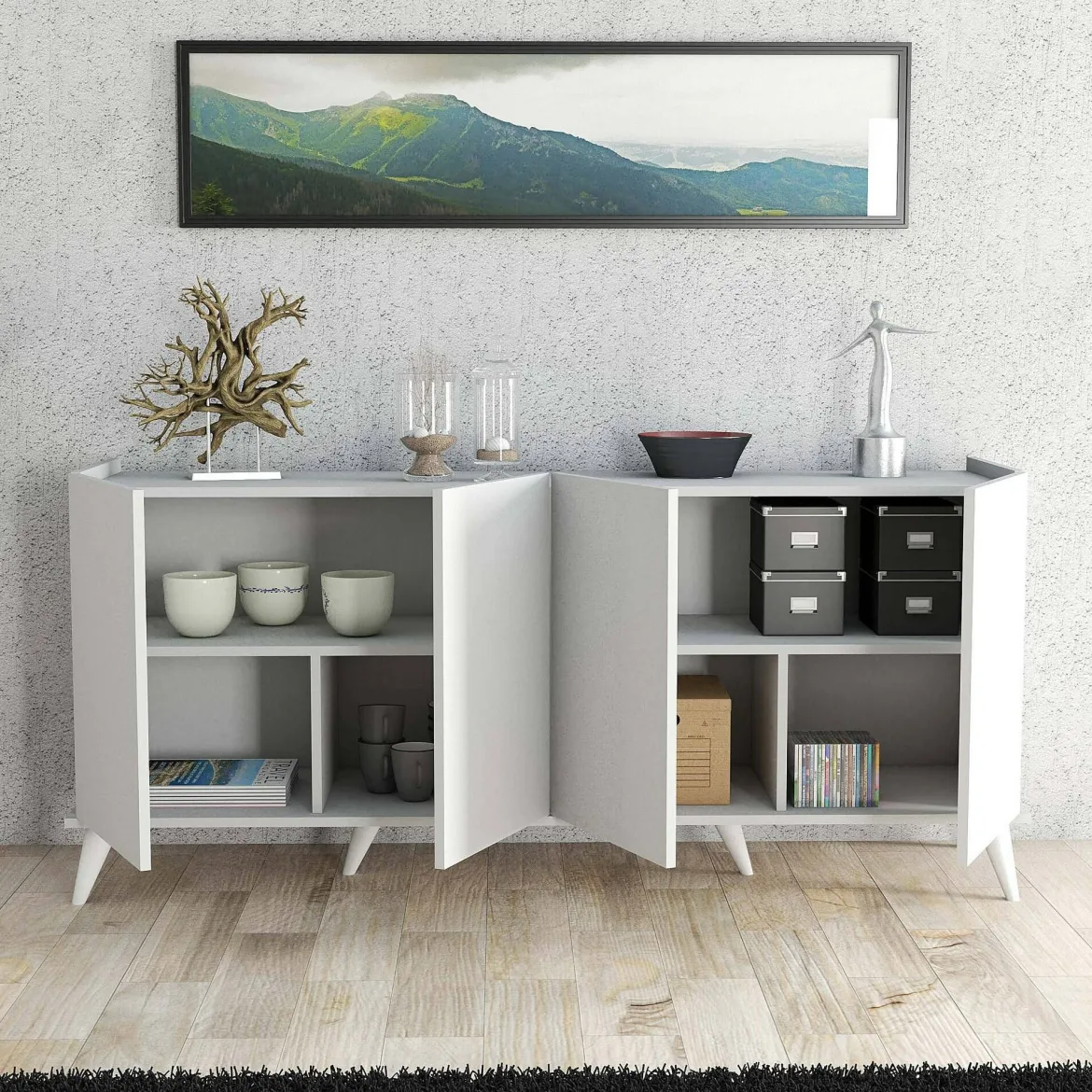 Credenza bianca 180x45x80h cm 4 ante - Paine