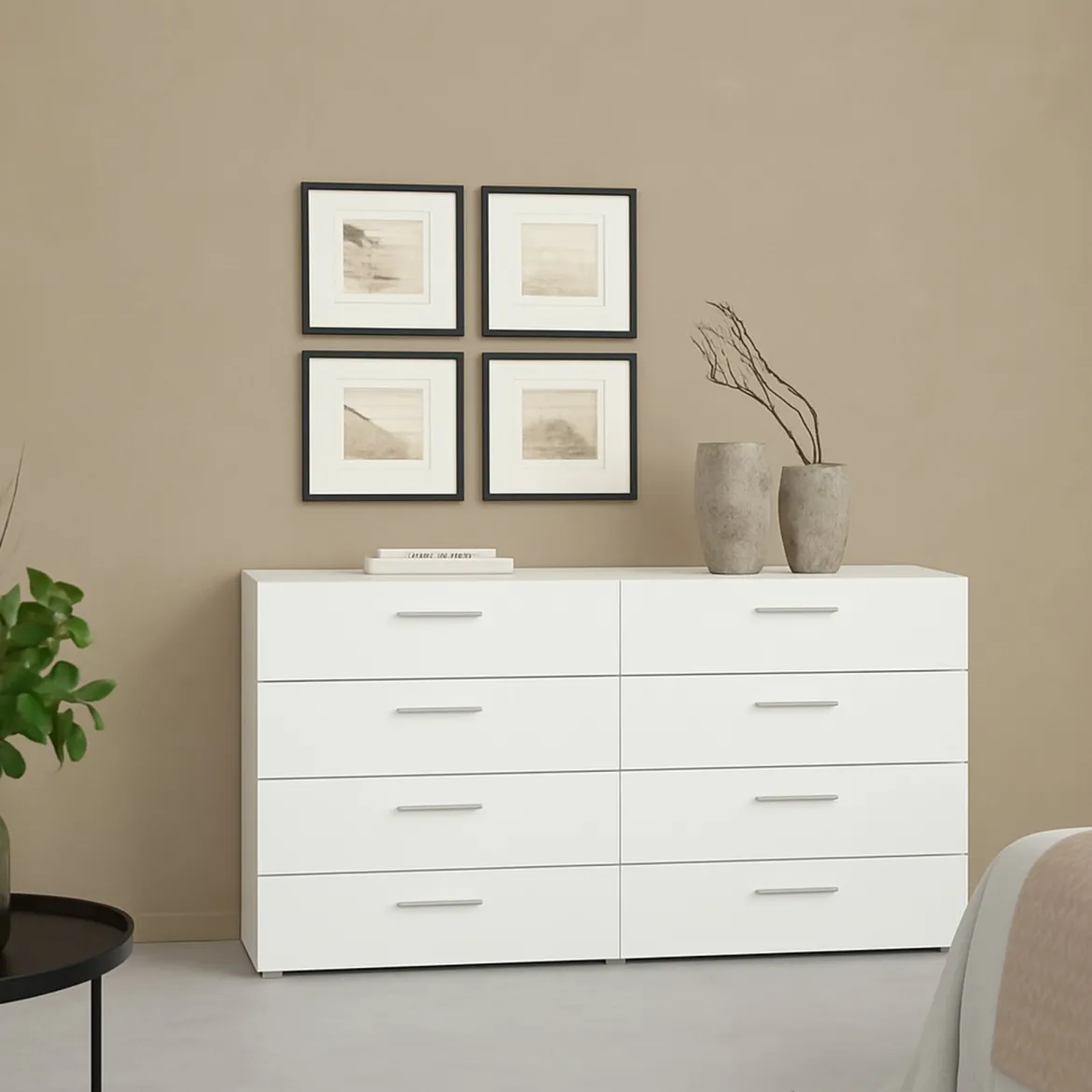 Credenza bianca 140x40x81h cm 8 cassetti - Phethai