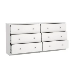 Credenza bianca 143x30x68h cm 6 cassetti - Rick