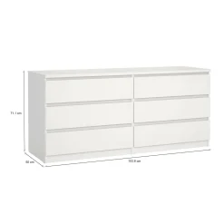 Credenza bianca 153x50x70h cm 6 cassetti - Abacadabra